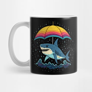 Shark Rainy Day With Umbrella Mug